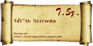 Tóth Szironka névjegykártya